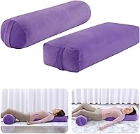 ROYALAY 2-Piece Yoga Bolster Set: Rectangular & Cylinder Pillows with Handles for Restorative Yoga, Meditation, Stretching - Purple Velvet