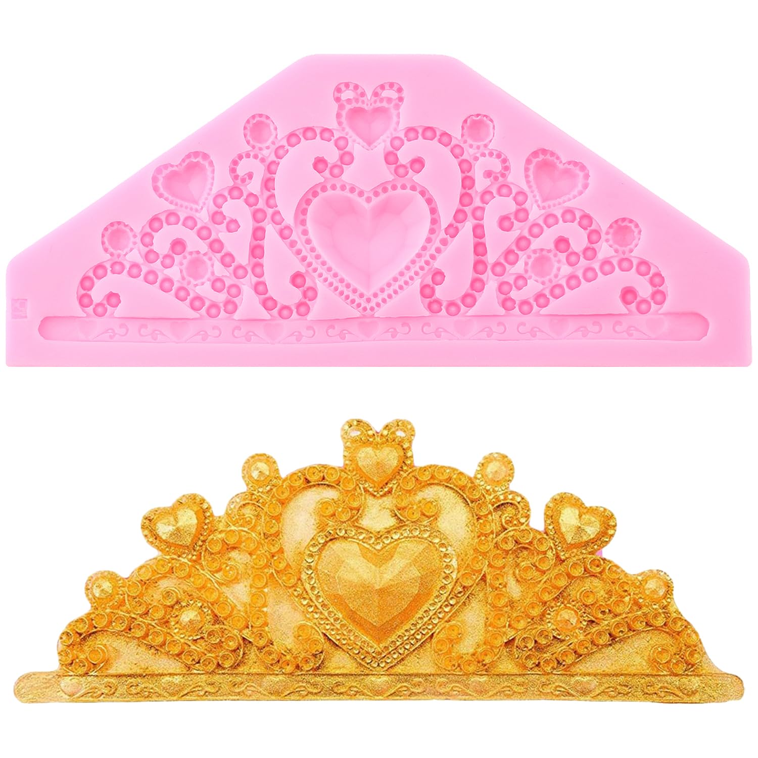 YIHUOMOLDS Crown Cake Fondant Mold Crown Cake Topper Mold Filigree Tiara Princess Crown Silicone Molds For Sugar Cake Decorating Cupcake Topper Gum Paste Polymer Clay