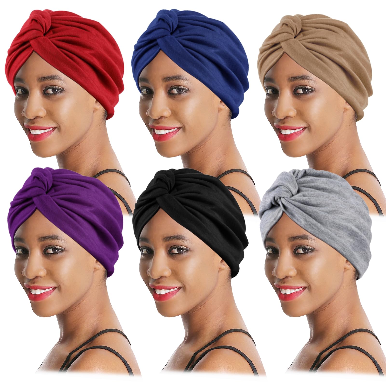 XEPST 6 Pieces Chemo Headscarves, Turbans for Women, Cancer Headscarves Head Women Sleeping Caps Turban Hair Women for Hair Loss