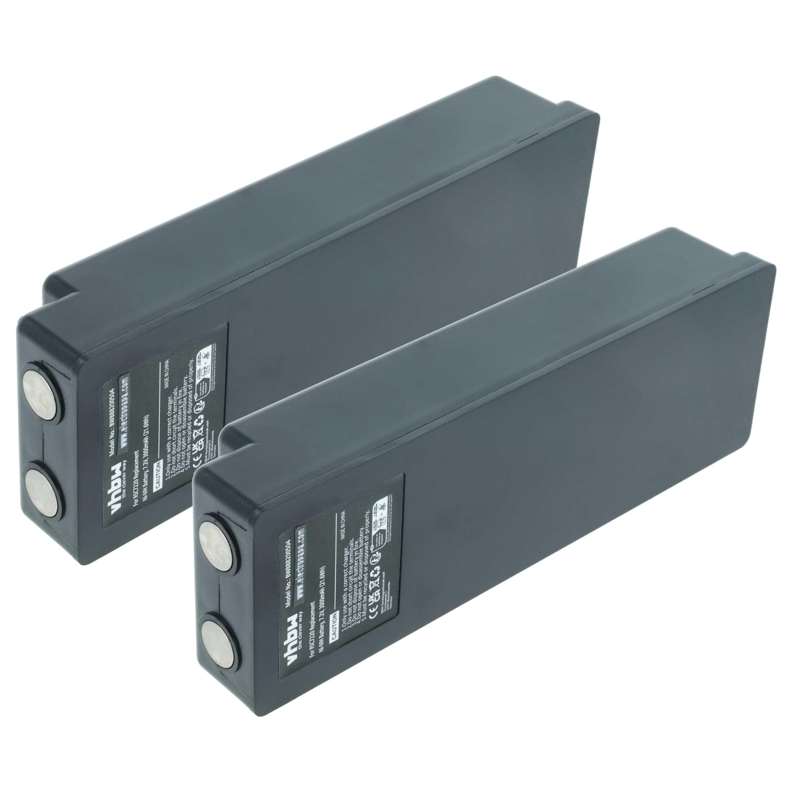 vhbw 2x batteria sostituisce Scanreco RSC7220 per Radiocomando Industriale, Telecomando (3000mAh, 7,2V, NiMH) - Nero