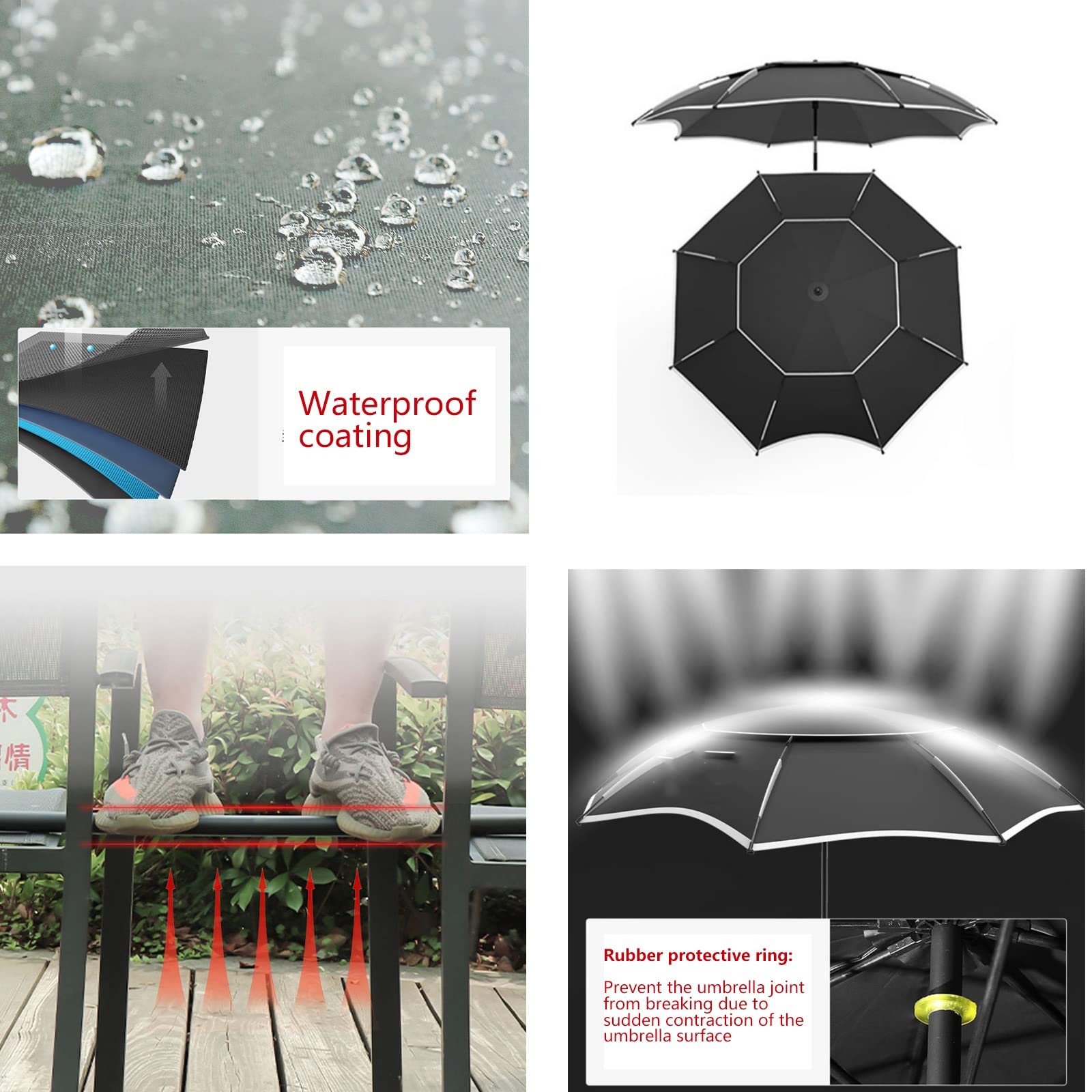 XJBTBA Osłona na parasole wędkarskie - baldachim na zewnątrz, wielofunkcyjny parasol przeciwsłoneczny do ogrodu - z teleskopowym drążkiem odchylanym o 360°, wiatroszczelnymi palikami i torbą do