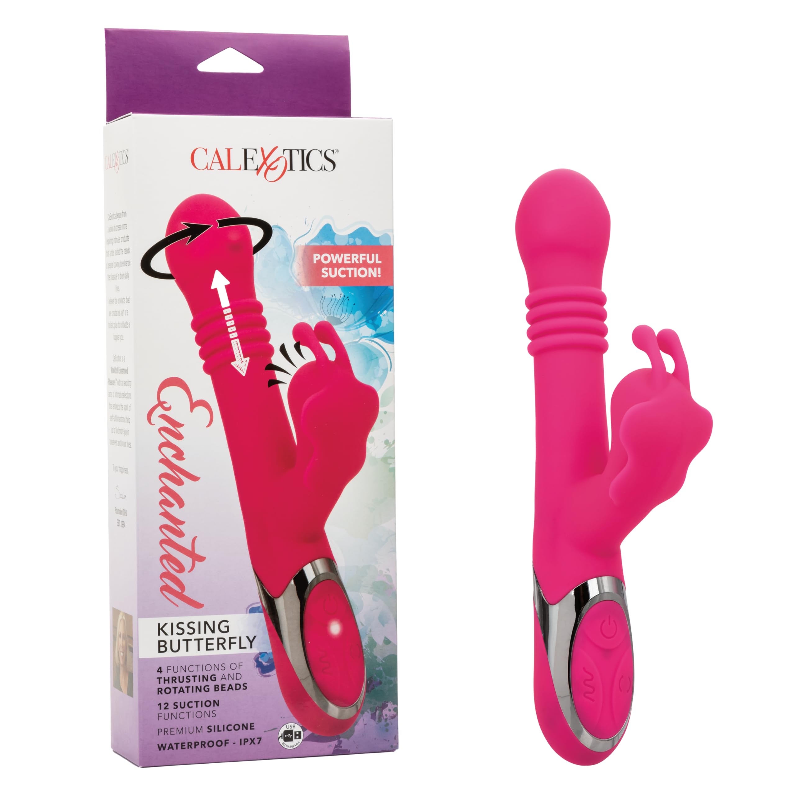 Amazon.com: CalExotics Enchanted Kissing Butterfly, Rechargeable 4+12  Functions Waterproof Silicone Rabbit Thrusting Vibrator with Rotating Beads  and Sucking Stimulator Green SE-0649-55-3 : Health & Household