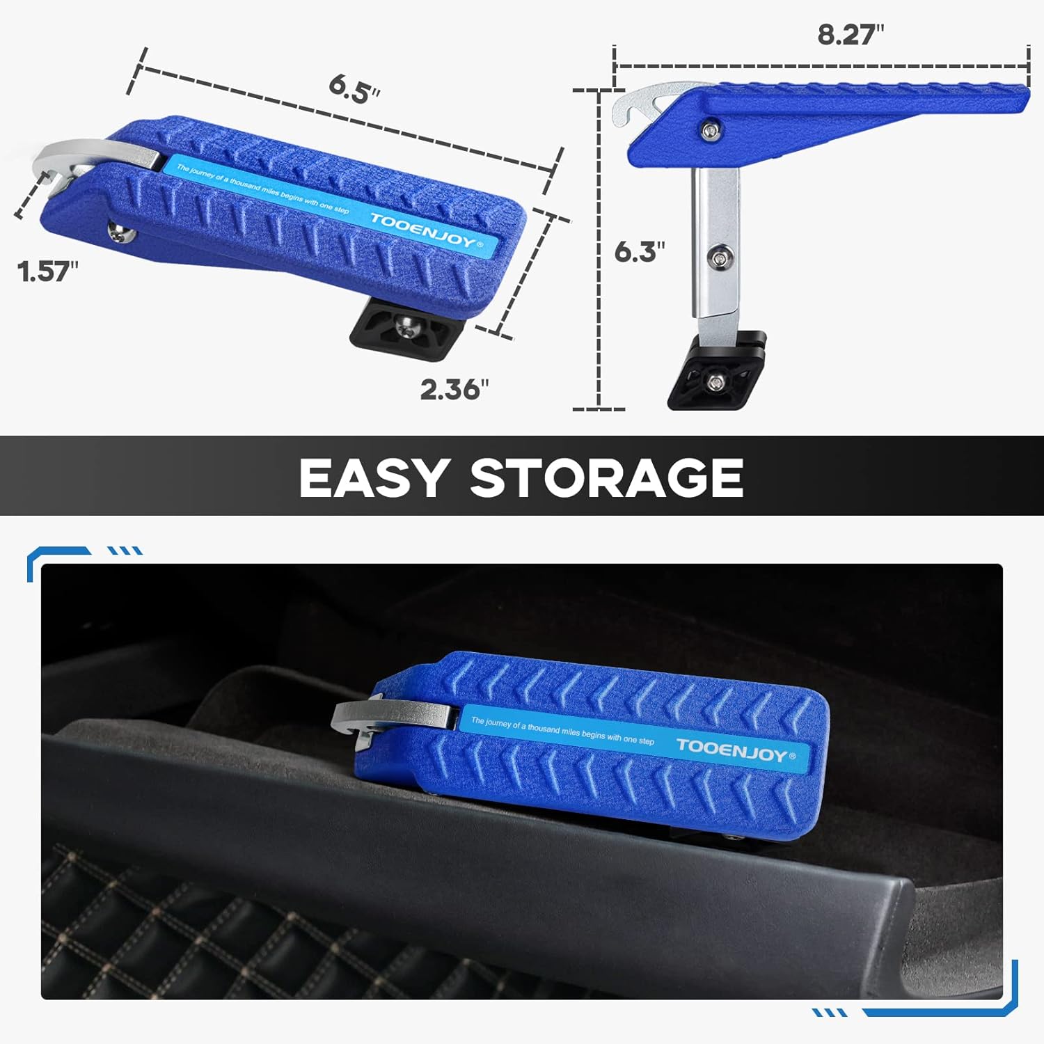TOOENJOY Universal 5 Gear Adjustment Aluminum Car Door Step, Both feet Stand Pedal for Door Latch, Easy Access to Rooftop to Help Loading Cargo, Kayak.Suit for Most Car, SUV, Truck