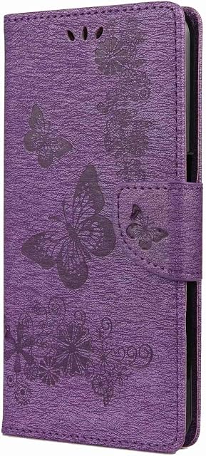 iPhone SE 2022 Case, iPhone SE 2020 Case iPhone 7/ 8 Case Flip Wallet Shockproof Floral Butterfly PU Leather Phone Case Magnet Stand Card Holder Silicone Bumper for iPhone SE 2022/ 2020/ 7/ 8, Purple