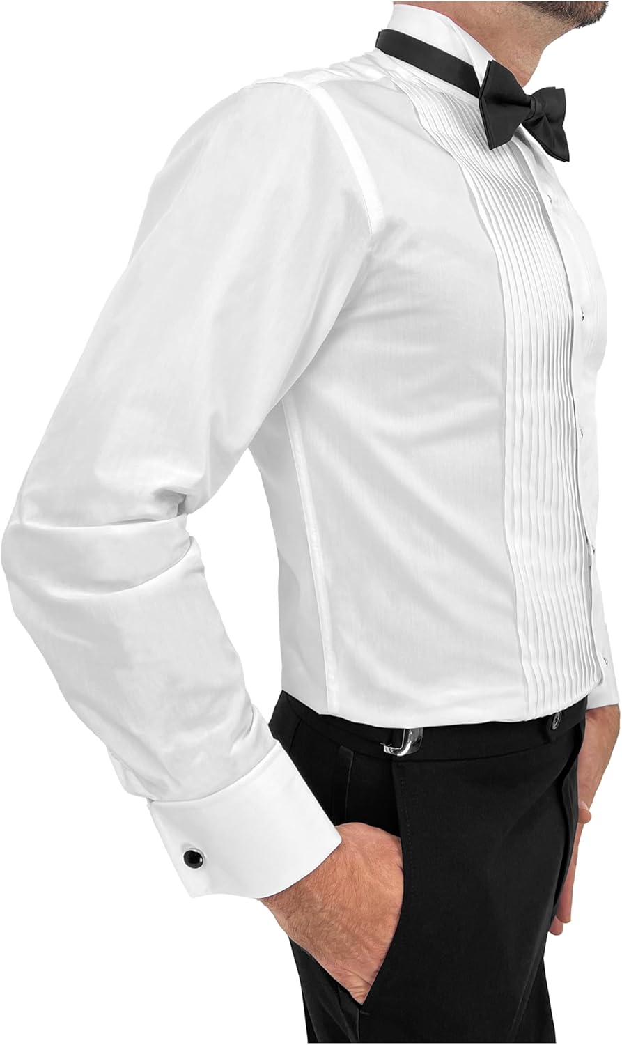 Sir Gregory Men's Regular Fit Tuxedo Shirt 100% Cotton Wing Collar French Cuff 1/4 Inch Pleat - Image 4