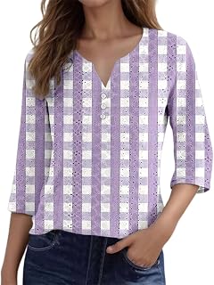 Camisetas de moda para mujer Elegante y cómoda de jacquard Top con mangas tres cuartos Ideal para el día a día