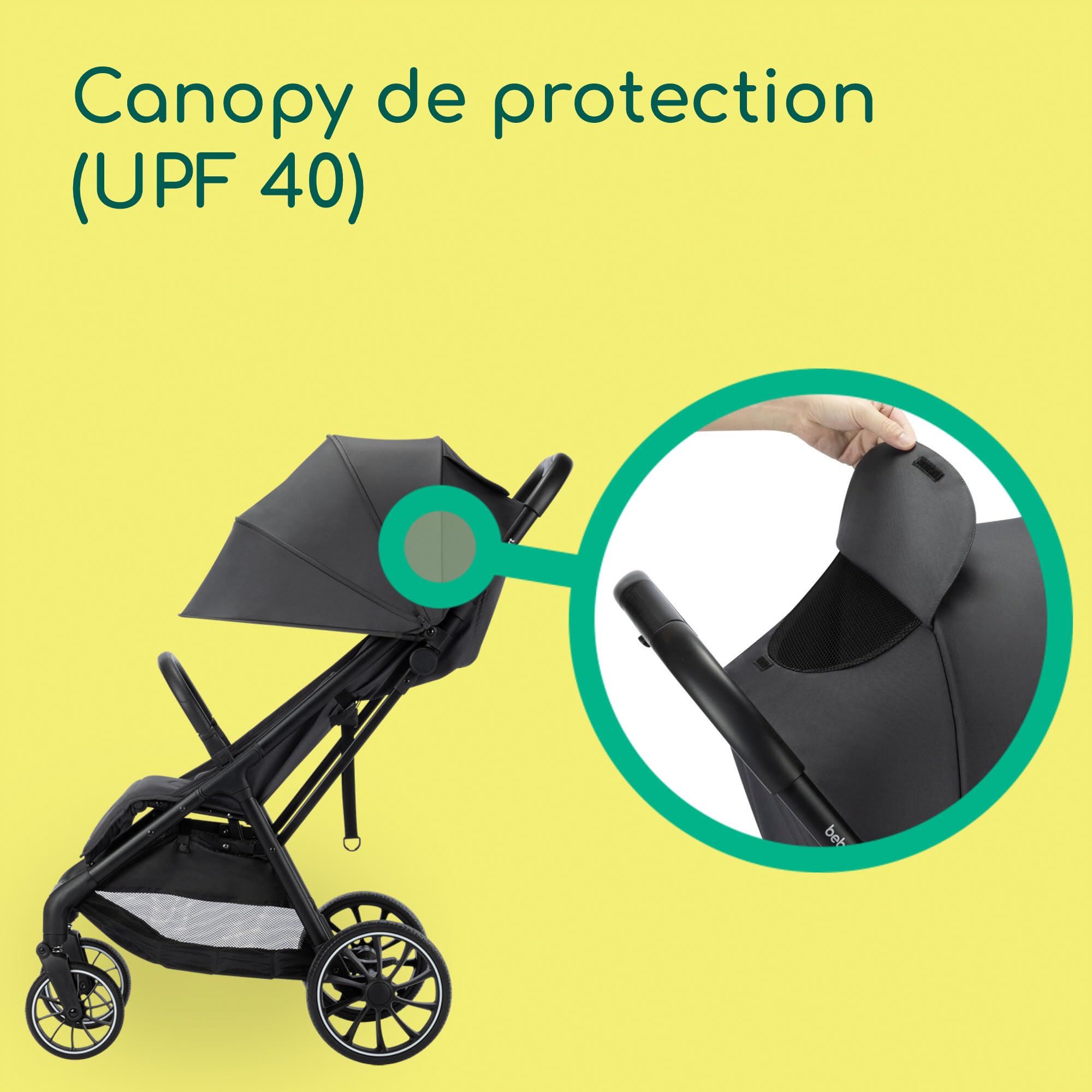 Bebeconfort Artic, Poussette Position Allongée, 0-22 kg, Mineral Graphite | Poussette Canne Compacte et Confortable, Dès la Naissance, Roues Tout-Terrain, Pliage à Une Main, Grand Panier 5 kg