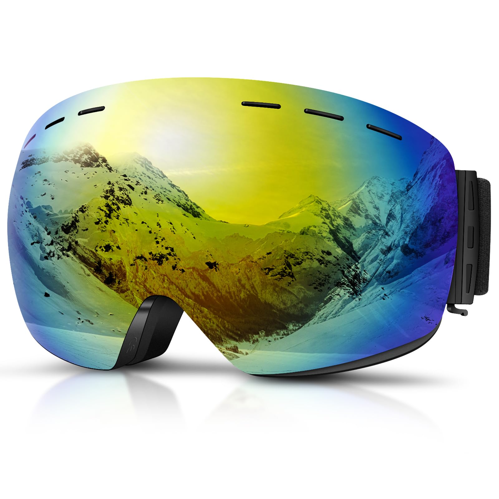 DADA-PRO Ski Goggles Men Women Snowboard Goggles Over Glasses OTG Anti Fog Snow Goggles Frameless, 100% UV Protection