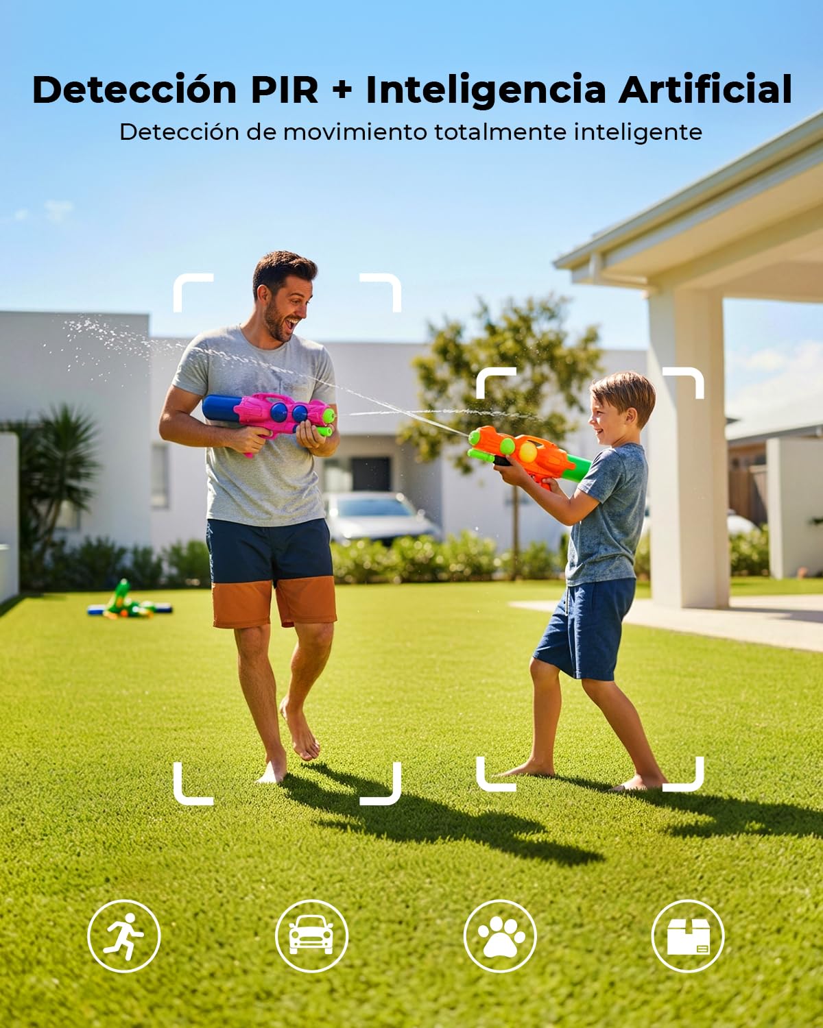 Camara Vigilancia WiFi Exterior Solar 2K sin Cables, YESNAMO Camara Solar con Batería Recargable, 360° PTZ Visión Nocturna Color, Sensor Movimiento PIR, IP66, Sin Suscripción (Negro)