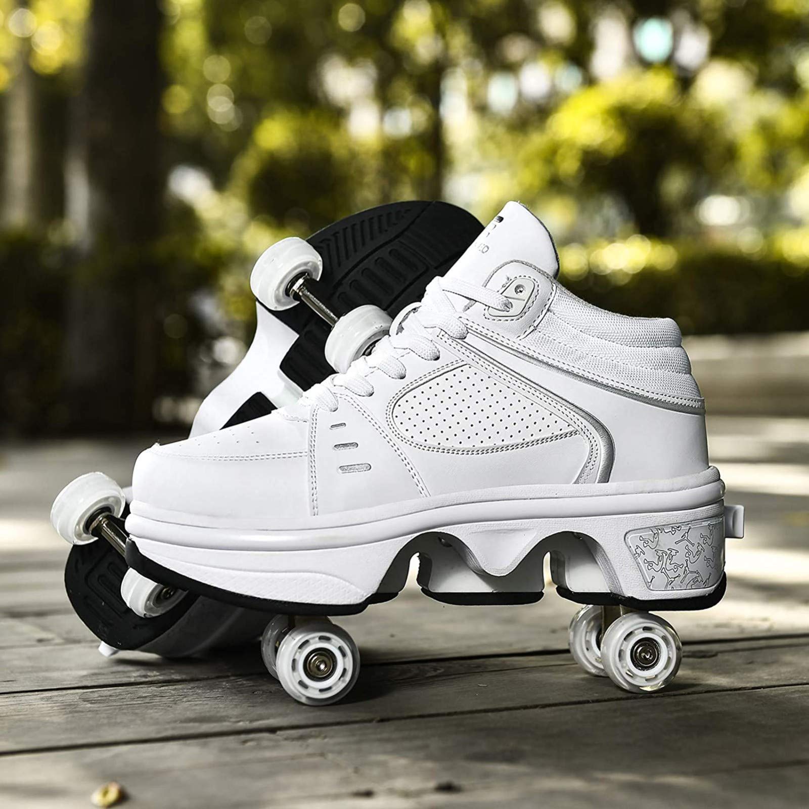 Pattini Rotelle Multiuso 2 In 1 Pattini Rotelle Regolabili A 4 Ruote Pattini Per Donna Uomo, Pattini A Rotelle Scarpe Da Tennis, Regalo Per Principianti Unisex