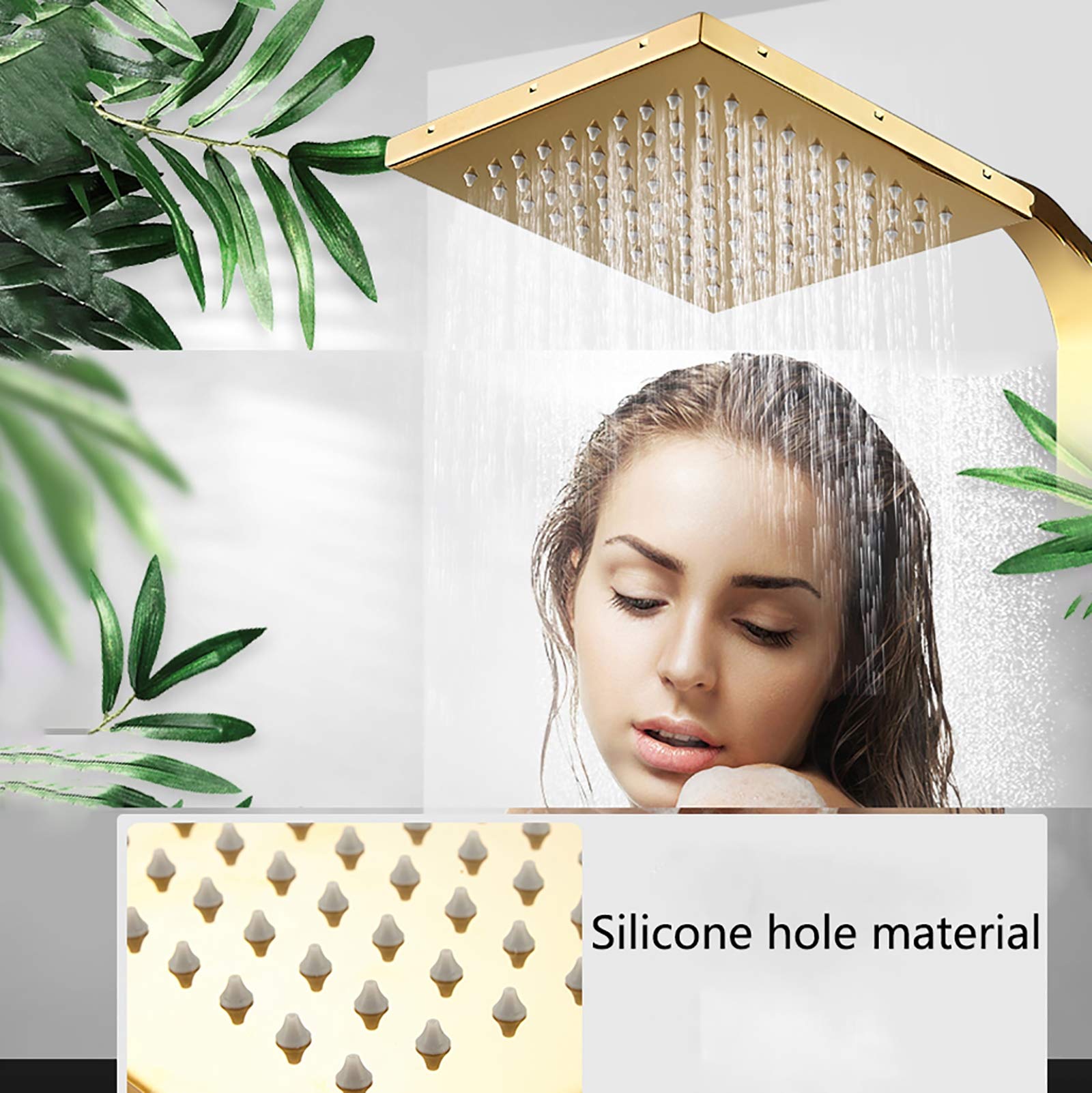 Sistema Doccia a Pioggia da 9 Pollici, Set Rubinetto Dorato, Miscelatore Combinato in Ottone Montato a Parete con doccetta a 3 modalità, soffione Doccia, Rubinetto per Vasca, docce