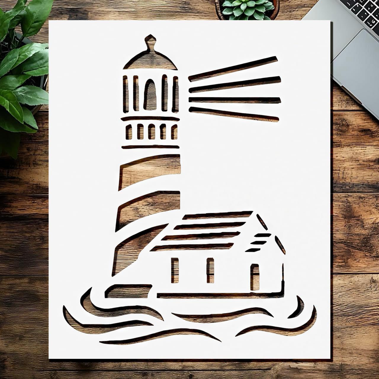 Lighthouse Stencil – 5" x 6" Reusable Plastic Template for Nautical Painting, Scrapbooking, Drawing, Airbrush & Coastal DIY Crafts