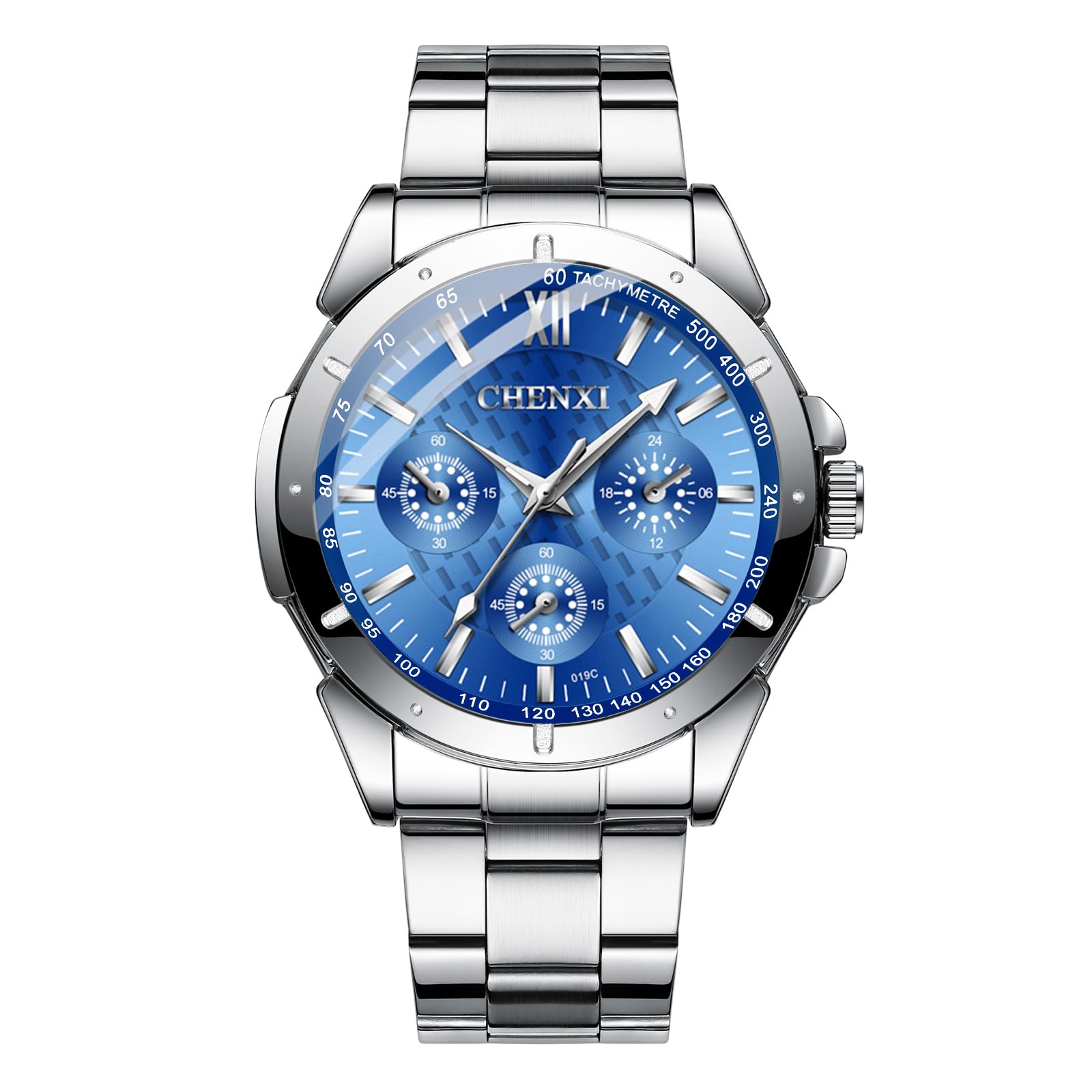 JewelryWe Herrenuhr Edelstahl Leuchtende Uhren: 30m Wasserdi