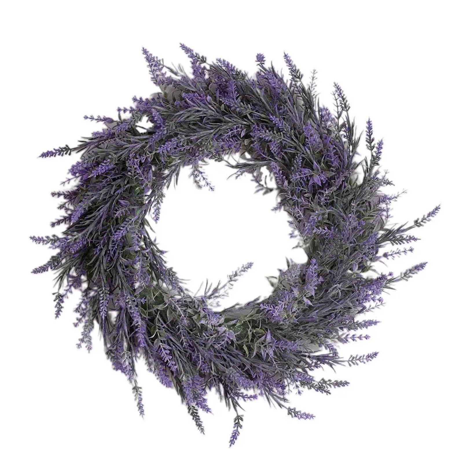 Summer Wreaths For Front Door Fake Lavender Hanging Wreath Garland For Front Door Christmas Party Wedding Decoration(Lavender 1)