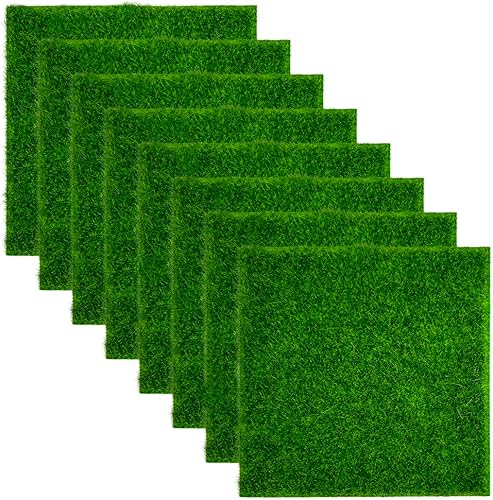 Tenalleys Paquete de 8 hierbas de jardín de hadas, hierba artificial en miniatura, simulación de musgo para decoración de casa de muñecas de jardín