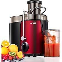 Juicer Machines, FOHERE Centrifugal Juicer Extractor Max Power 900W with Large 3  Feed Chute for Whole Fruit and Vegetables, Easy to Clean, 3 Speed Control, Cleaning Brush and Recipe Included, Red