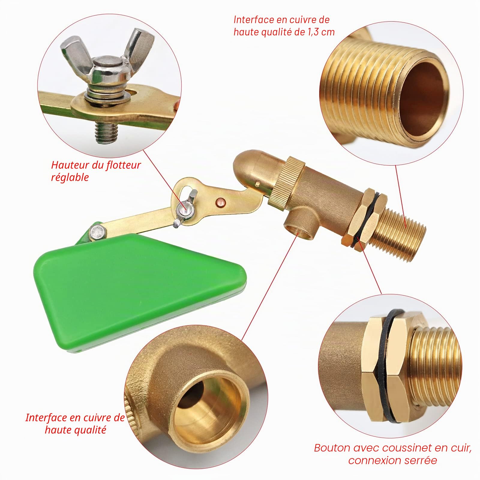 9 in 1 Gamelle d'eau Automatique avec Valve Flottante Distributeur d'eau pour Chiens Abreuvoir pour Bétail avec Tuyau en Laiton Et Boulons De Fixation pour Bétail, Poules, Chevaux, Bovins