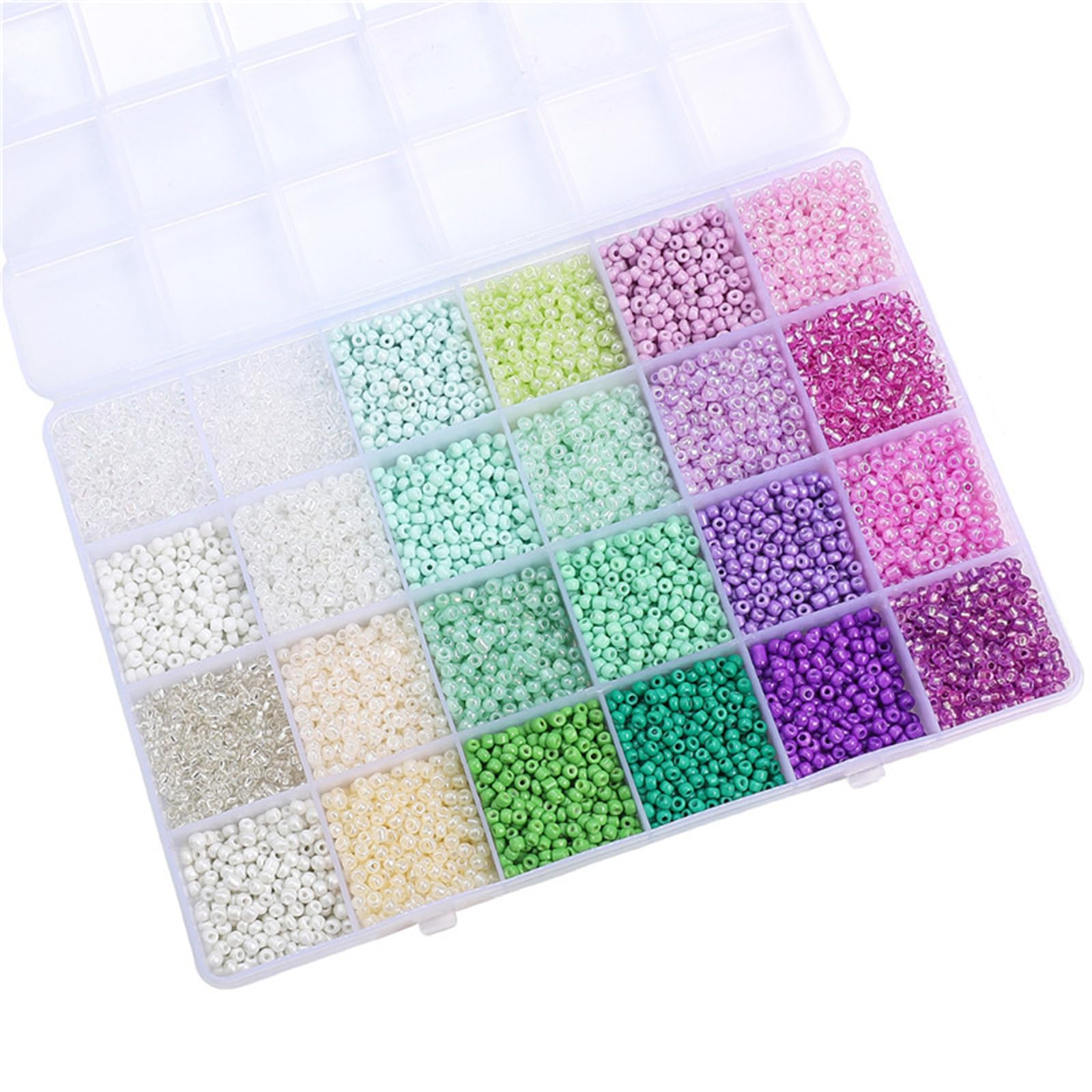 Jazuaiao Artisanal Beads Set Featuring 24 Grids Organizers and Assorted Glass for Creative Designs Jewelry Making Assortment Box