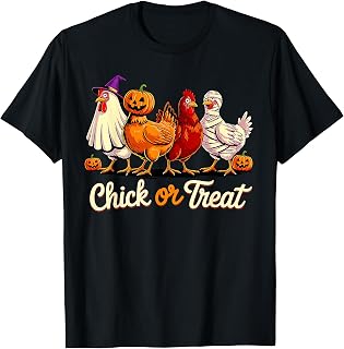 Chick Or Treat Halloween Witch Spooky Chicken Funny Farmer T-Shirt