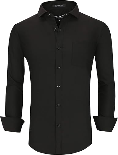 Alex Vando Mens Bamboo Dress Shirts Wrinkle Free Regular Fit Stretch Button Down Shirt