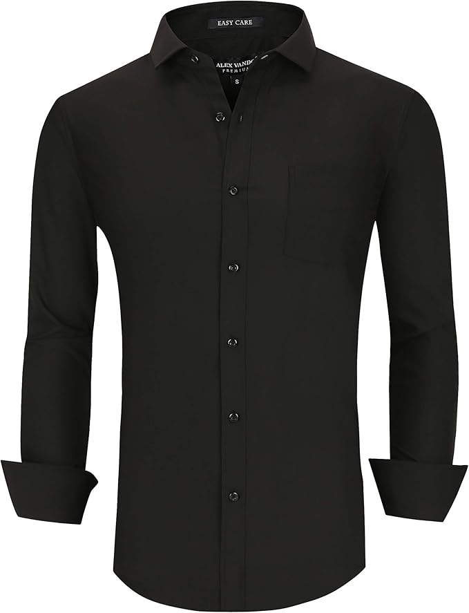 Alex Vando Mens Bamboo Dress Shirts Wrinkle Free Regular Fit Stretch Button Down Shirt