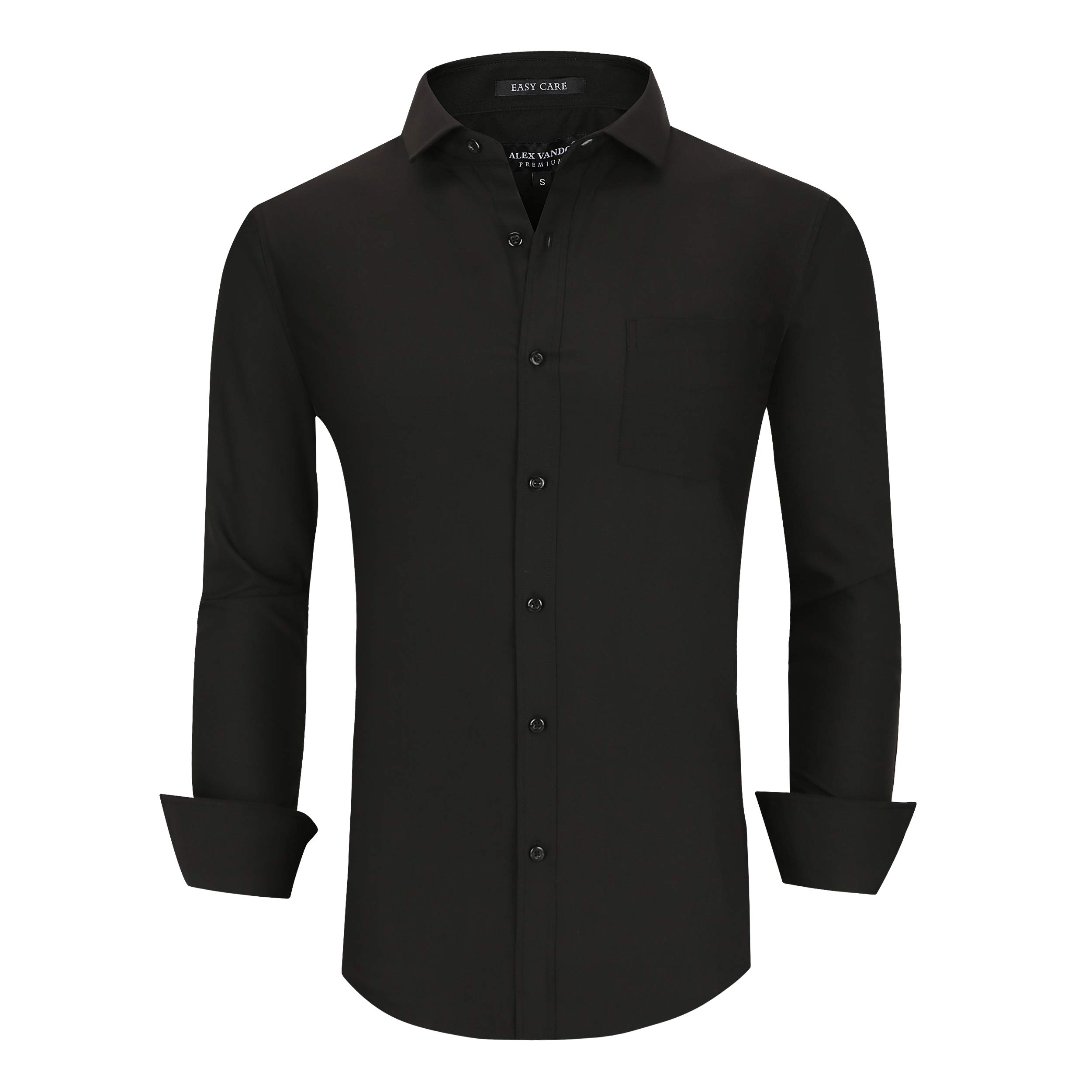 Alex Vando Mens Rayon Dress Shirts Wrinkle Free Regular Fit Stretch Button Down Shirt