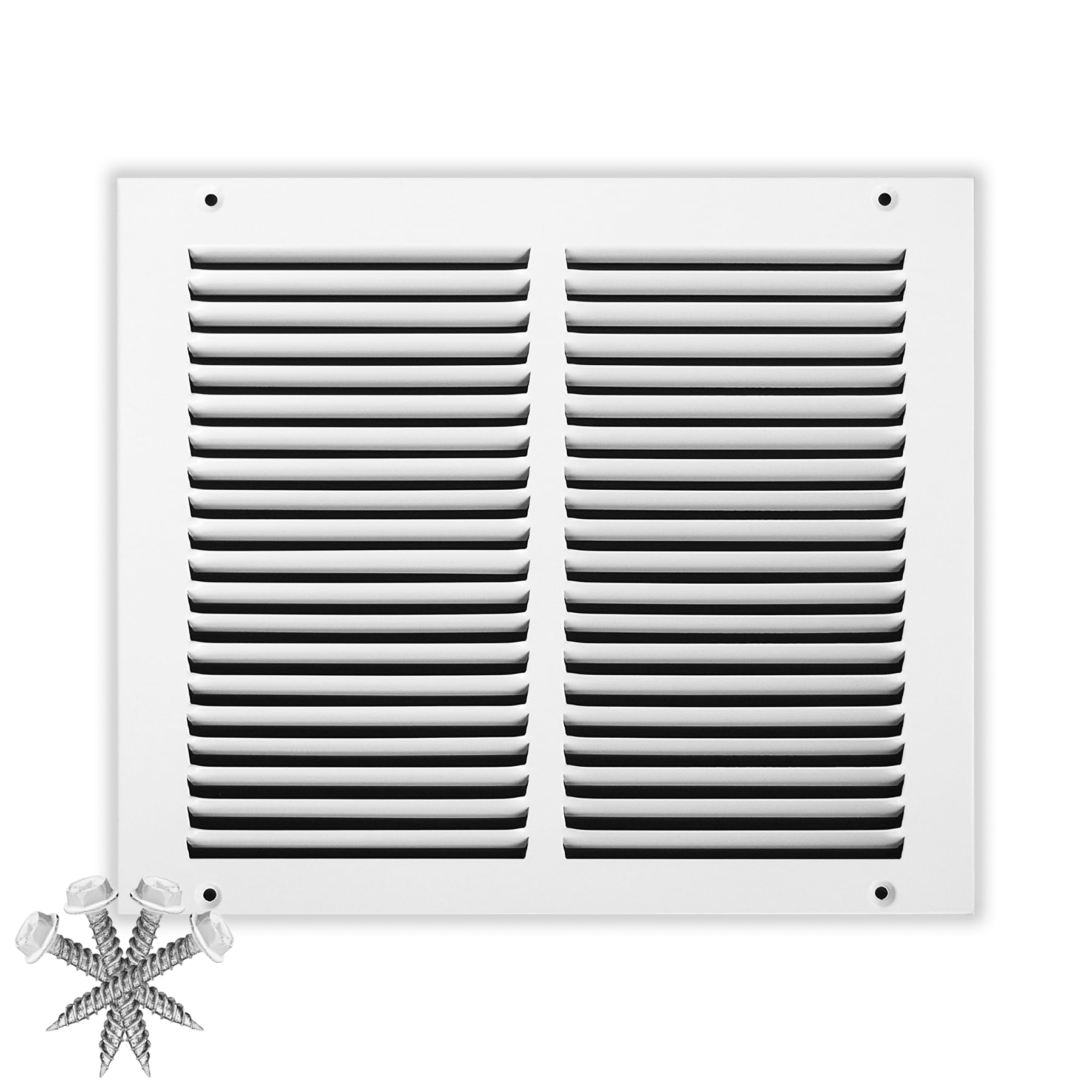 14'' x 8'' [Duct Opening] Flat Stamped Steel Return Air Grille by - Sidewall and Ceiling - HVAC Premium Vent Duct Cover - White [Overall Dimensions: 15.75''w X 9.75''h] — view 23