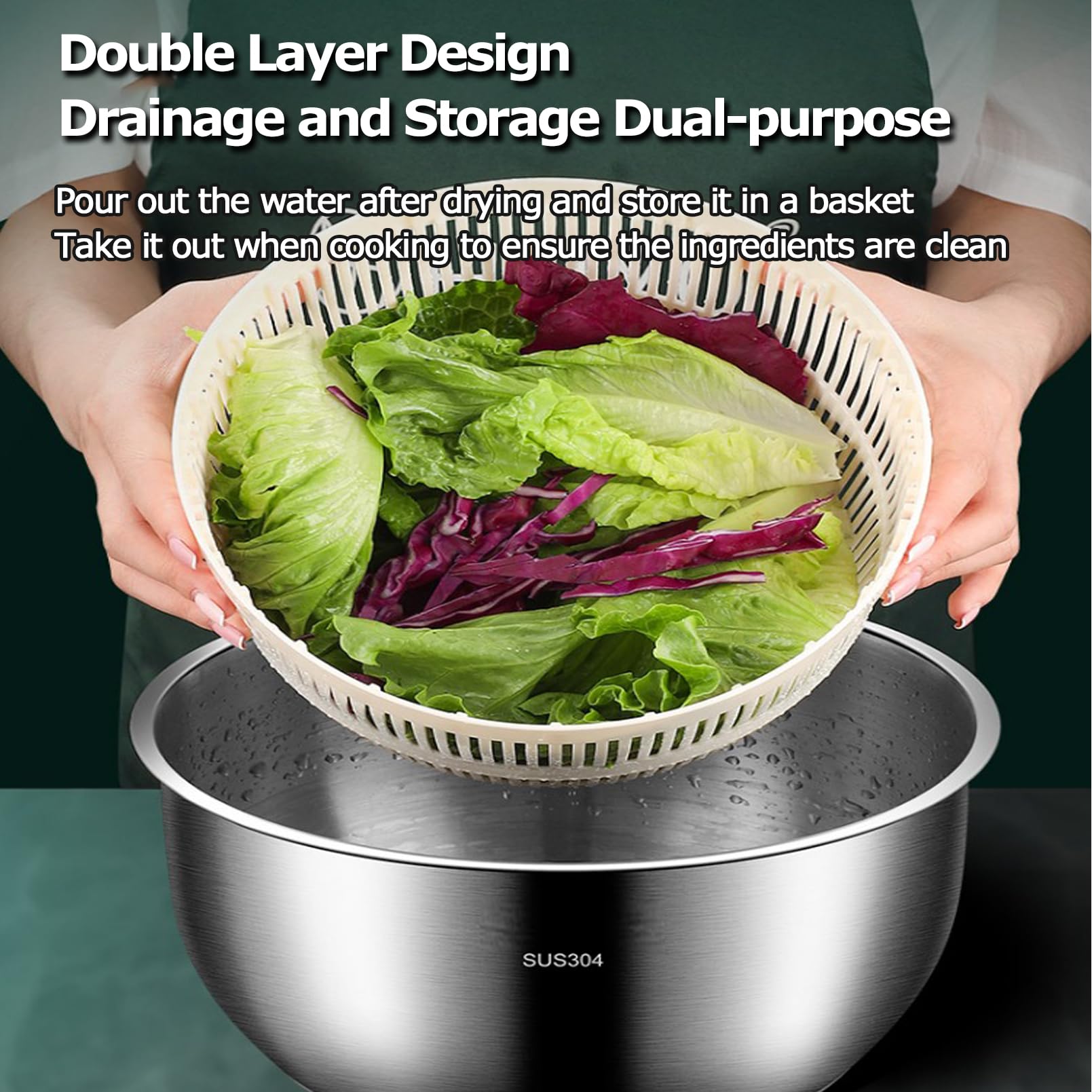 Centrifuga per Insalata da 6 Litri con Coperchio di Chiusura, Centrifuga per Insalata da 5 Litri, Cestello per Lavatrice per Frutta e Verdura, Facile da Pulire, Disidratatore per Frutta Domestico