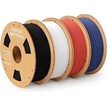 Matte PLA Filament 1.75mm, 3D Printer Filament Dimensional Accuracy +/- 0.02mm, No Clogging, Higher Toughness, Cardboard Spool 3D Filament, 4 Pack 1 kg Black & White & Ruby Red & Navy Blue