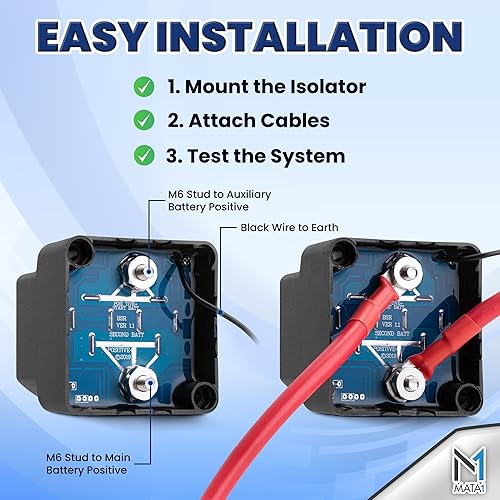 Miniatura 3 de Kit de aislamiento de batería dual 12V 140Amp IP-67 clasificación impermeable VSR (relé sensible al voltaje) cargador de coche inteligente para