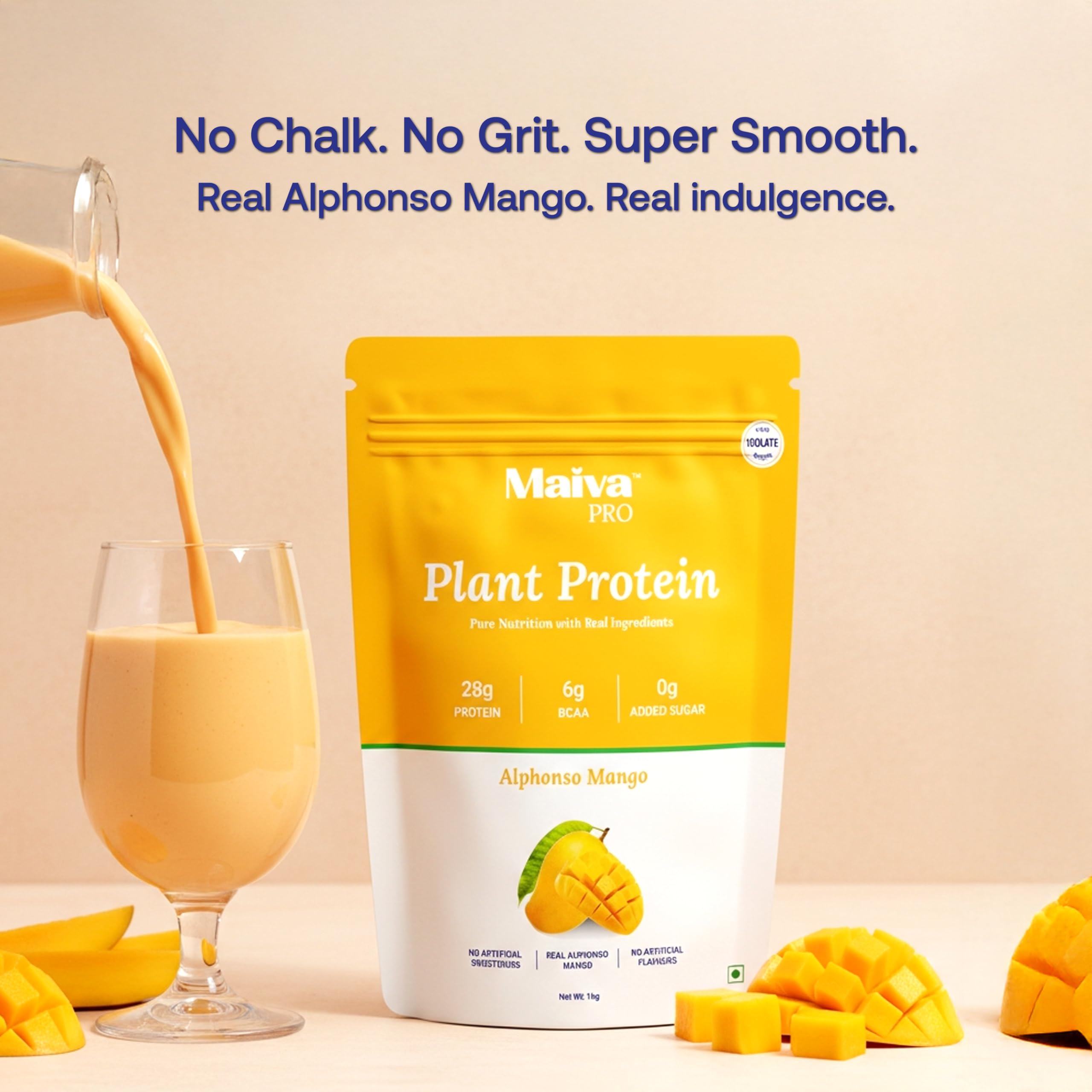 Maiva Pro Plant Protein Powder - 1kg - Alphonso Mango | 28g Protein, Pea Protein Isolate | No Artificial Sweeteners | Easy to Digest, Light on Stomach | No Bloating | Vegan, Lactose Free — Amazon image 5