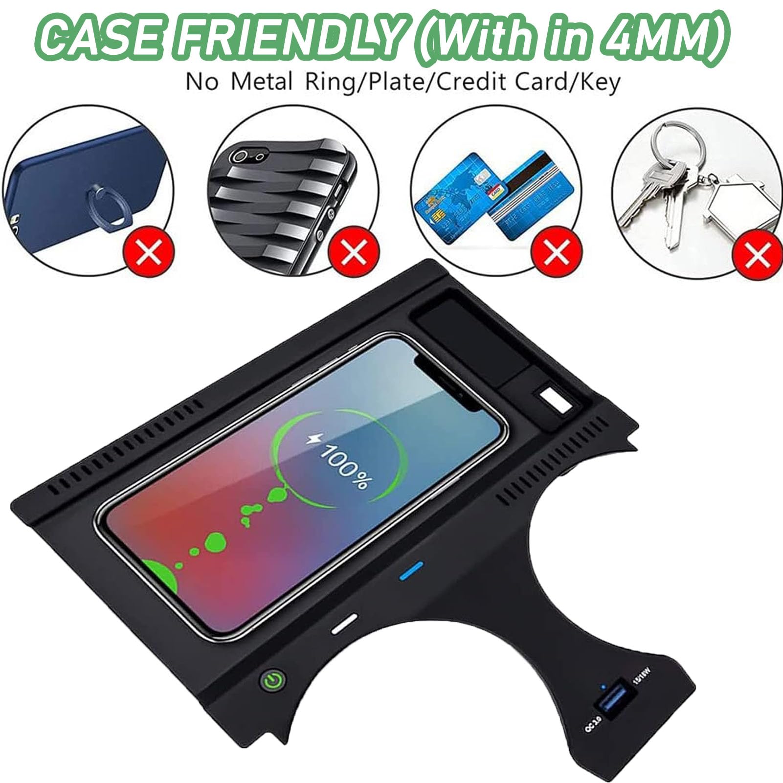 Caricatore Wireless Per Auto per Bmw X3/x3m (g01) (2018-2022) X4/x4m (g02) (2019-2022) Tutti I Modelli Con Sistema Di Raffreddamento A Doppio Canale D'aria Accessori Di Aggiornamento