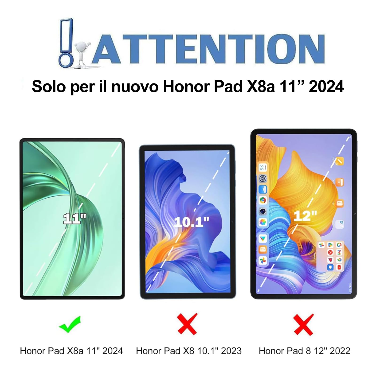 IVEOPPE Tastiera per Honor Pad X8b 2026/X8a 2024 con Touchpad, Cover Custodia Tastiera Trackpad Italiano Bluetooth Honor Pad X8b/X8a 11", Nero