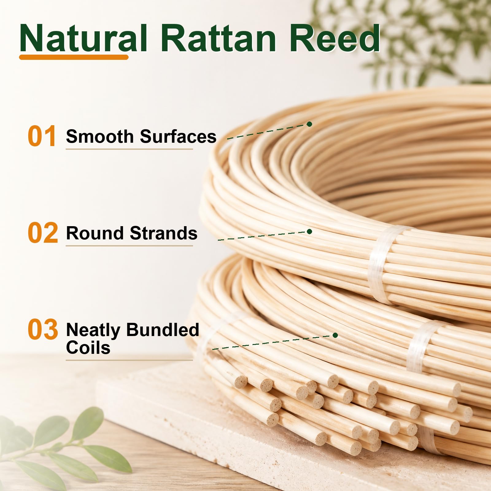 Rattans Naturale Tondo,Materiale di Riparazione,Midollino