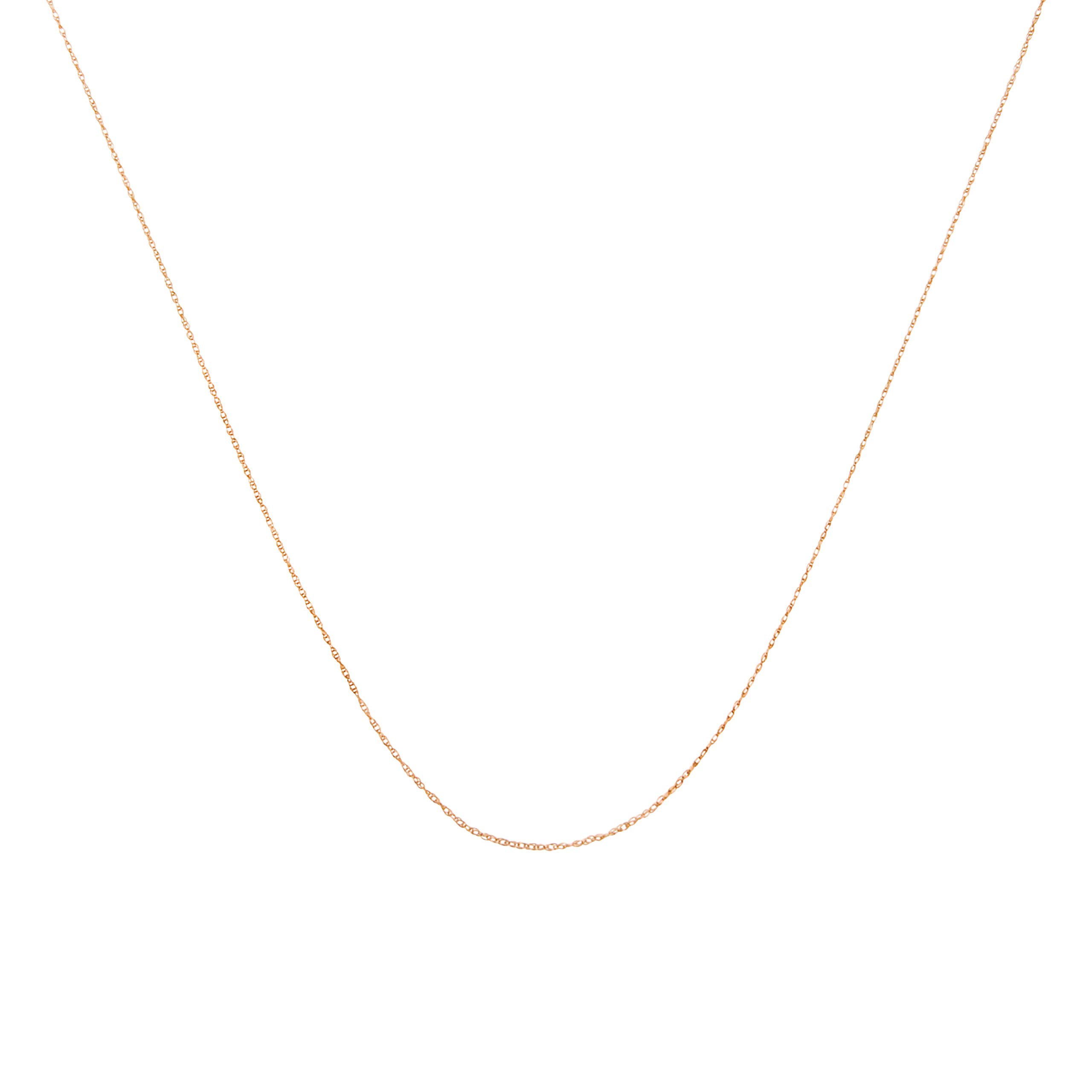 Solid 10K Gold 0.5mm Slim and Dainty Rope Chain Necklace