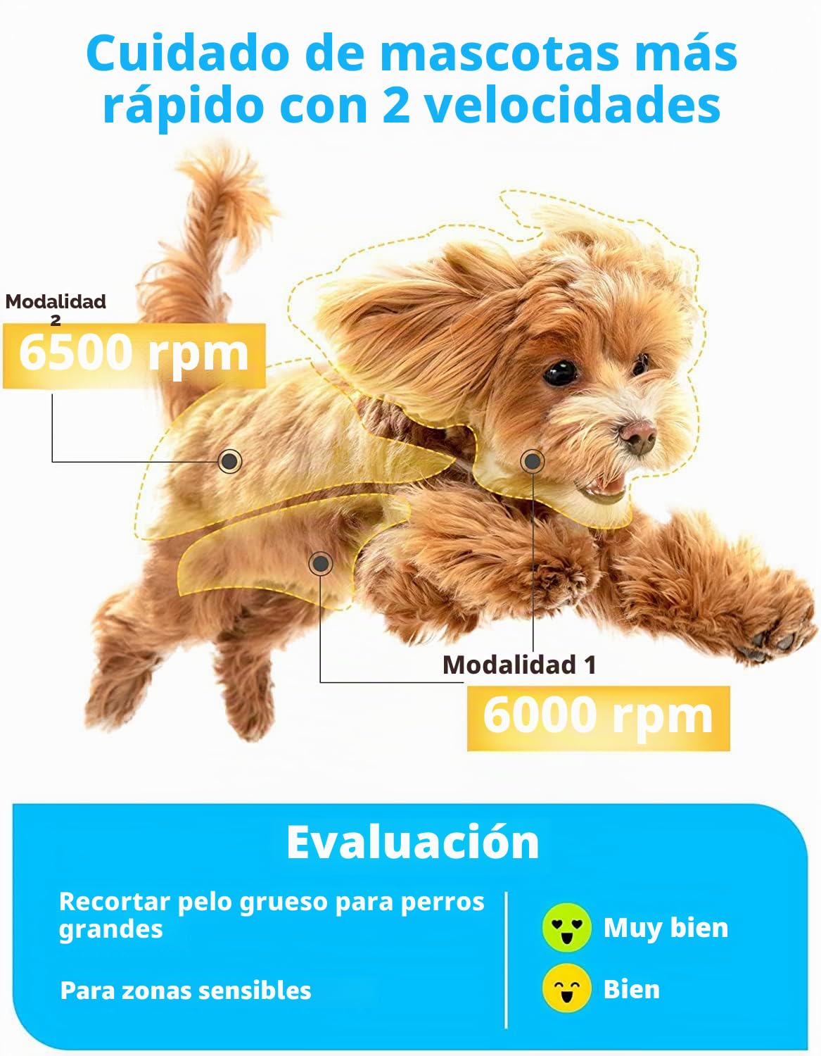 oneisall Esquiladora profesional para perros de pelo grueso con base, máquina eléctrica para perros con 6500 rpm, potente motor para pelo grueso, largo y rizado (plateado)