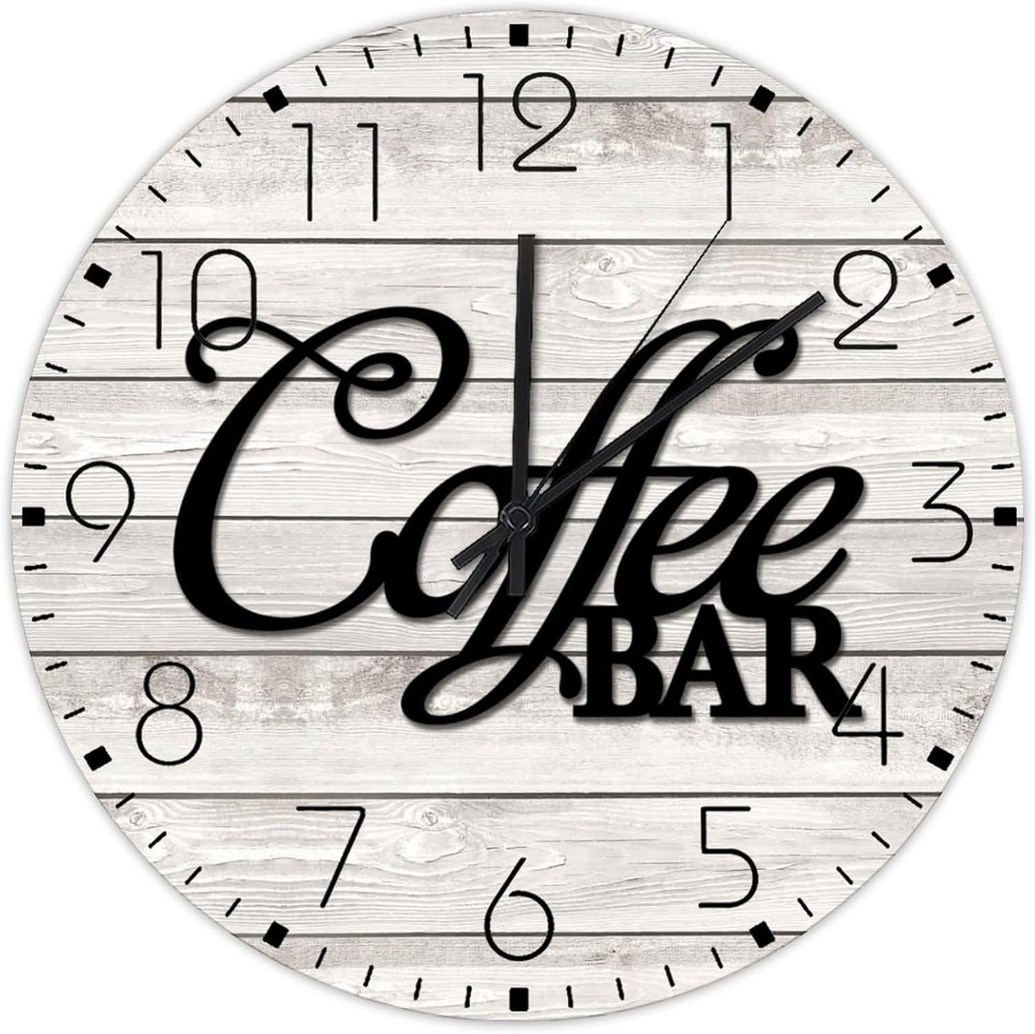 Silent Wall Clock Round Silent Non-Ticking Coffee Bar Retro Wall Clocks Breakfast Nook Cafe Restaurants Home Decoration for New Home Kids Room Above Fireplace 15 Inch