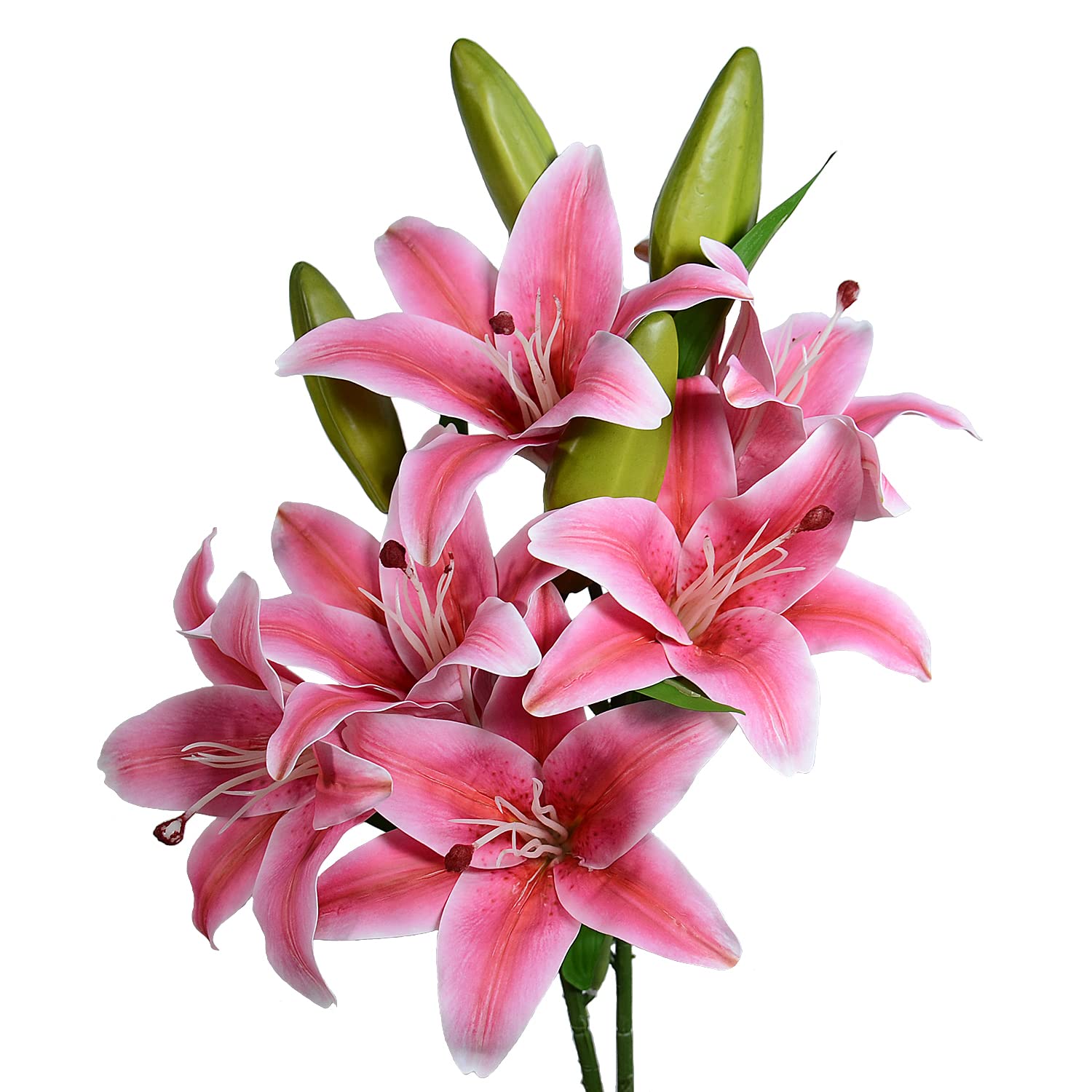 2Pcs 6 Heads Dark Red Lily Artificial Flowers, 28inches Long Stem Latex Real Touch Stargazer Fake Lily Silk Flower for Tall Vase Easter Home Decor Wedding Party Table Centerpieces