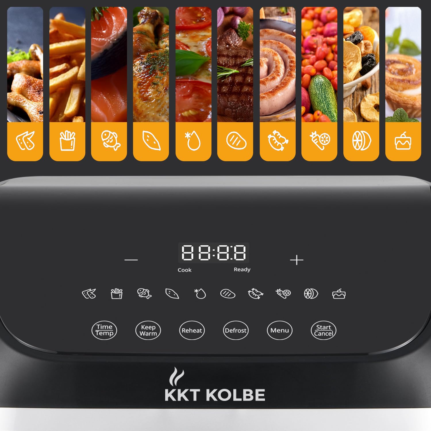 KKT KOLBE AF8500 frytkownica na gorące powietrze, 8,5 l, 10 programów, 13 funkcji, bardzo ciche smażenie bez oleju i tłuszczu, 1 szuflada