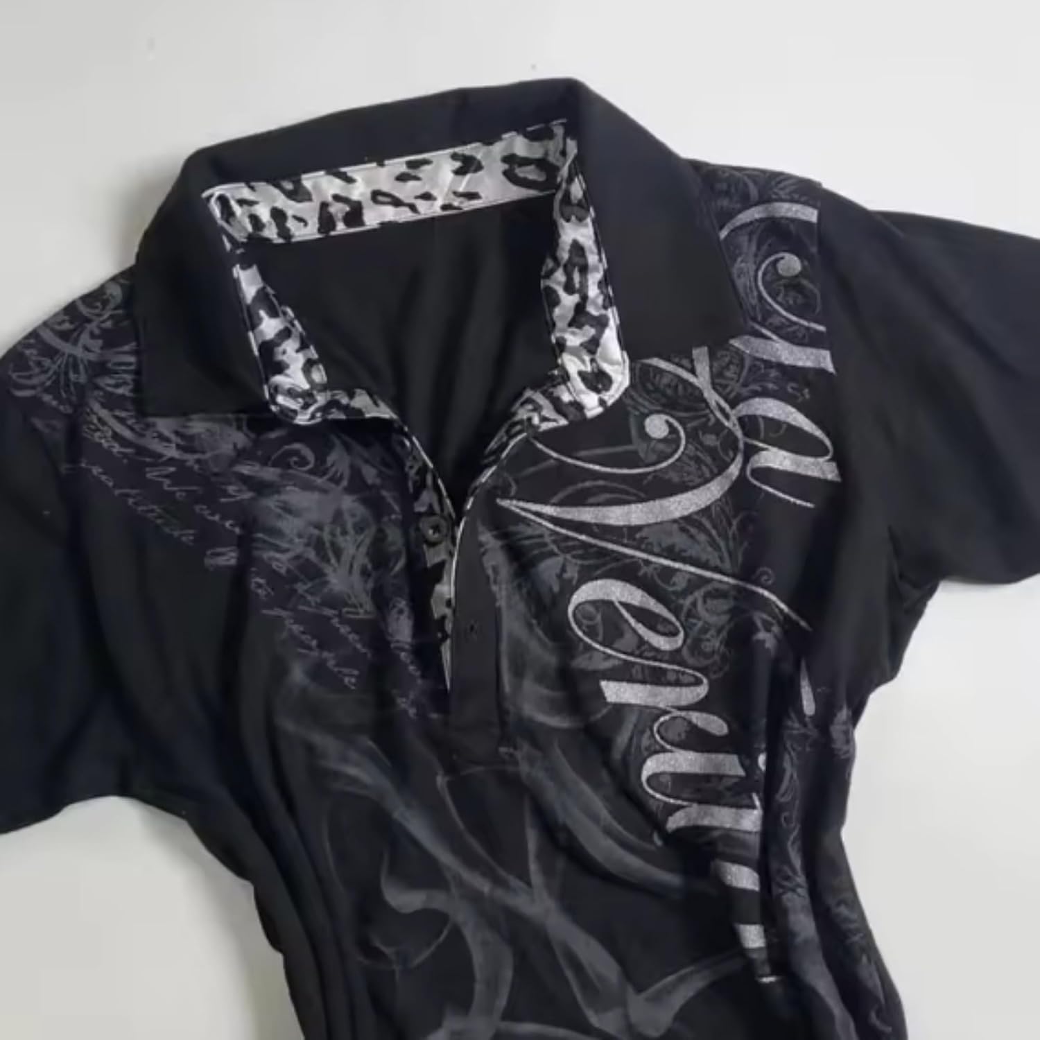 Y2k Grunge Polo Collared Shirts Women Button Down Crop Top 2000s Emo Vintage Streetwear Summer