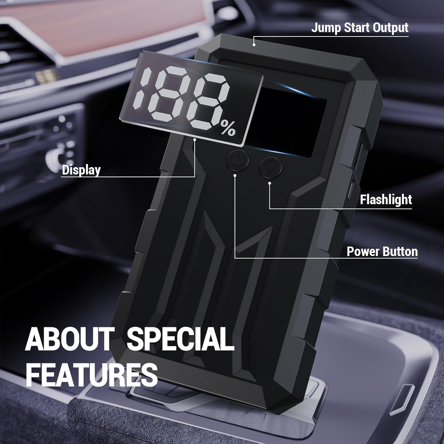 Jump Starter 4000A Peak, Portable Car Battery Jump Starter for 9L Gas 8L Diesel Engines, Power Pack with LED Flashlight, USB Quick Charge, Auto Battery Charger for Cars, Trucks, SUV, Gifts for Men