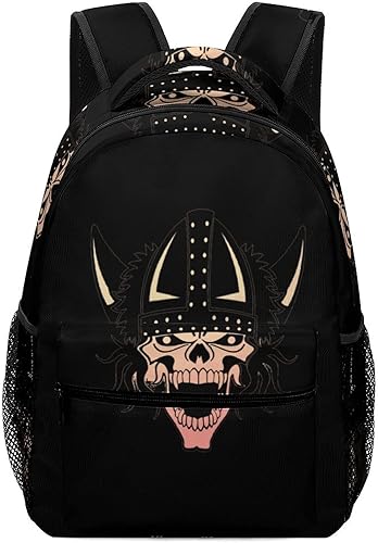 Viking Skull - Mochila unisex de mitología nórdica para portátil, ligera, mochila de viaje