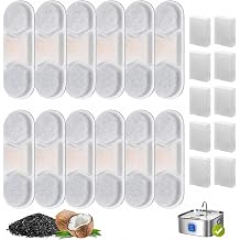12+12 Pack Dog Water Fountain Filters Replacement Compatible with BFLICROY 410oz/3.2Gal/12L Pet Water Dispenser Model WF120, Filters & Pump Sponges