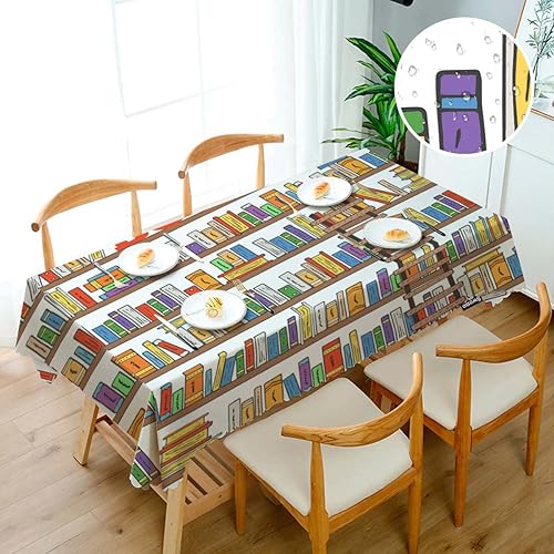 Miniatura 3 de Swono Mantel de estantería de 52 x 70 pulgadas, para biblioteca, libros y escaleras, mantel para mesa de comedor de granja, antimanchas, para