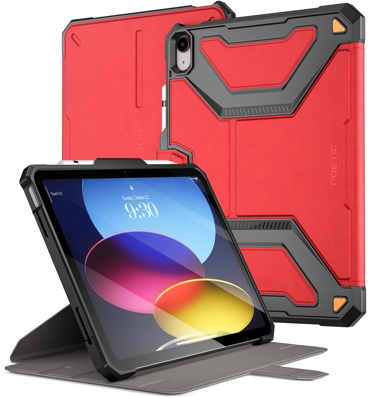 PoeticExplorer Magnetic Case for iPad (A16) 11th / 10th Generation (2025/2022), Stand Folio Cover with Pencil Holder, Super Strong Magnetic Fidget Mount for iPad 11/10.9 Inch, Dark Red