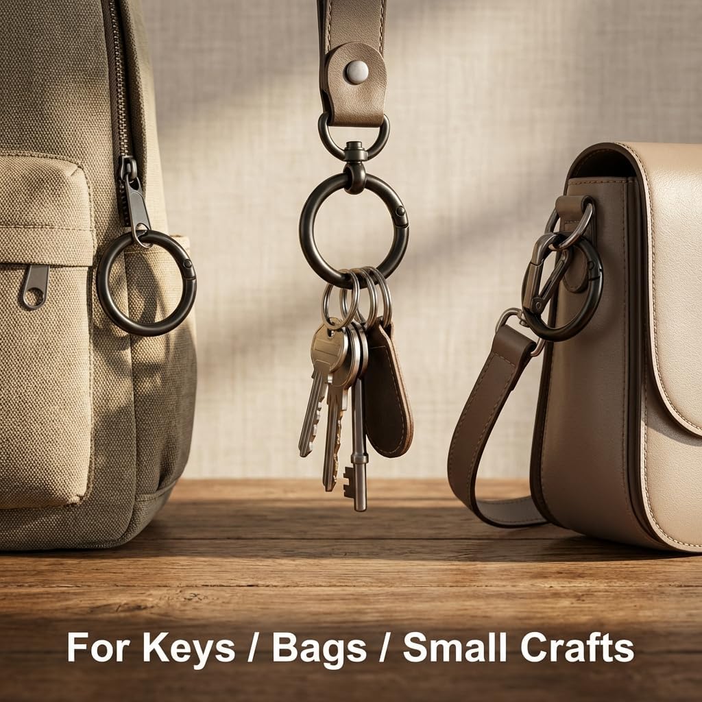 QWORK Spring O Ring, 100 Pcs Steel Round Snap Hooks for Backpacks, Handbags, and More - Image 3