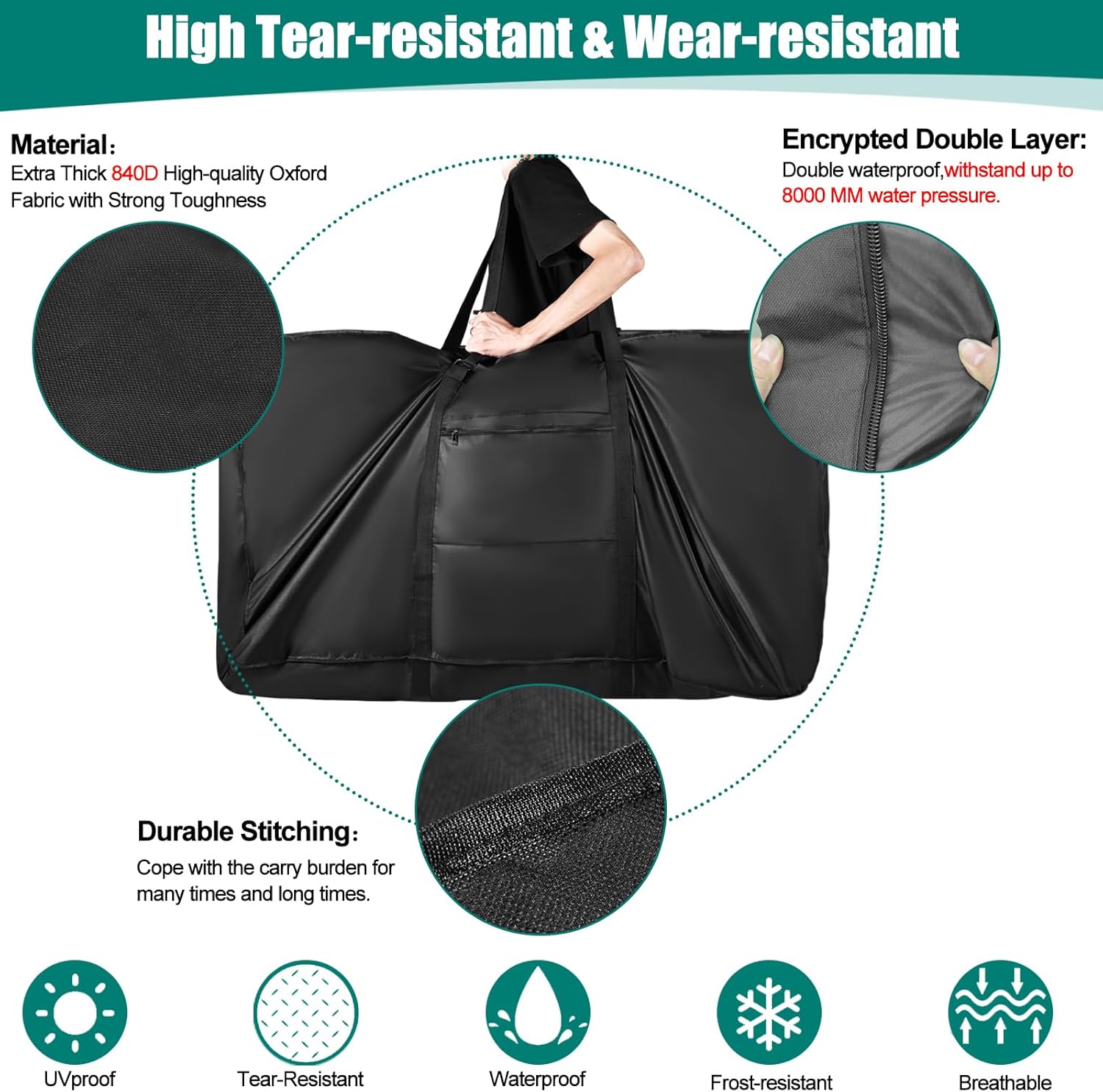 Bike Travel Bag Airplane,Heavy Duty 840D MTB Bicycle Box Case with Strong Webbing for Air Travel Flights Waterproof,Bicycle Outdoor Storage Box with Carry Bag