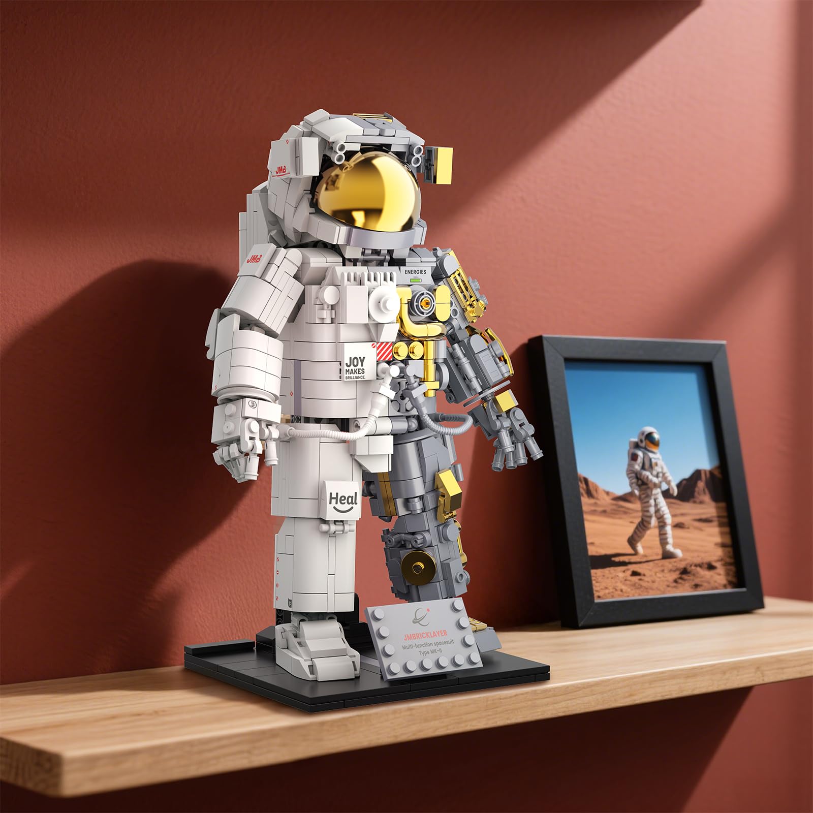JMBricklayer Weltraum-Astronauten-Bausätze für Erwachsene 70131 - Flexibles Astronauten-Bausteinmodell mit Ausstellungsständer, Kinderzimmer-Deko, Kreatives Geschenk für Jungs und Mädchen ab 10 Jahren