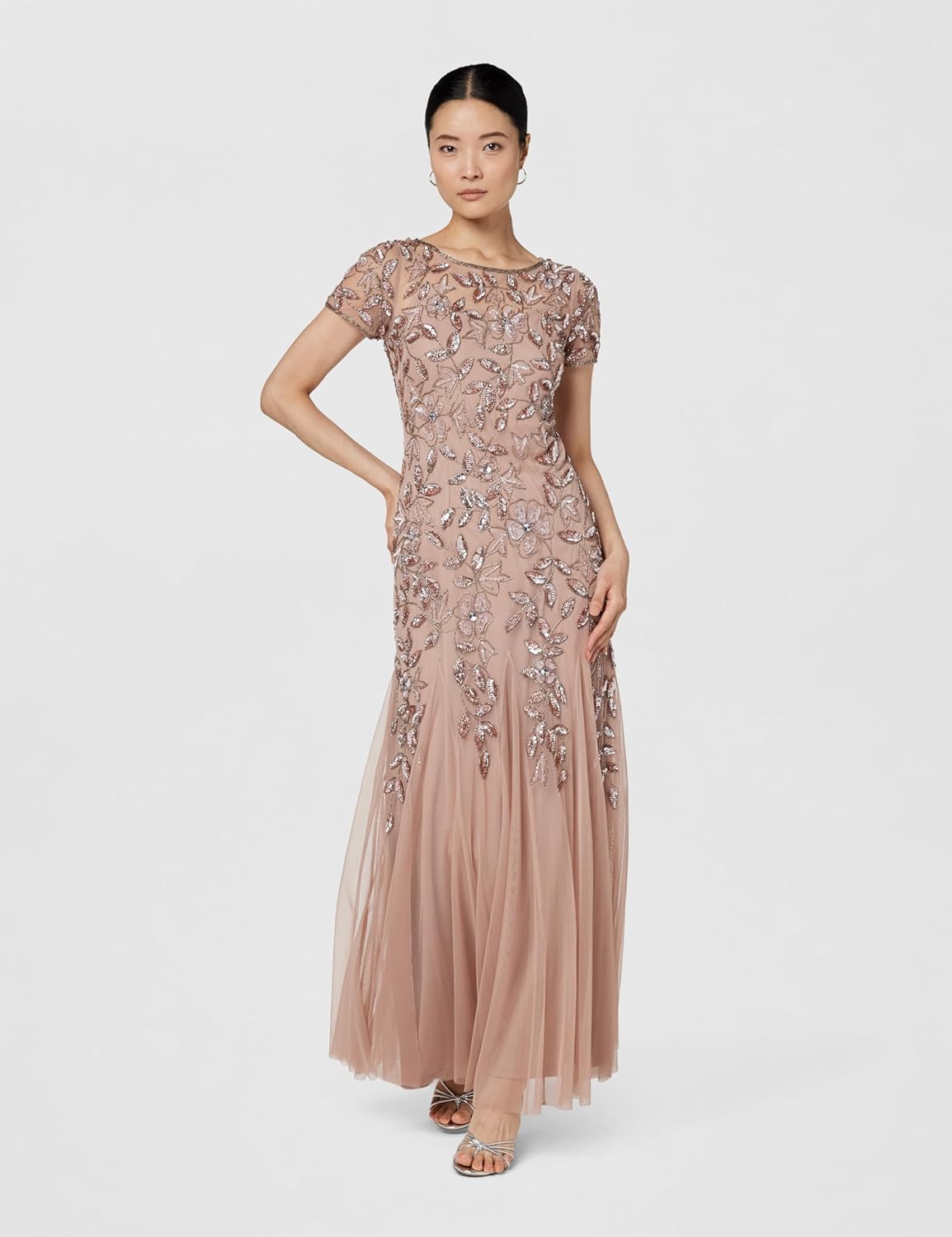 Adrianna Papell Womens Floral Beaded Godet Gown - Image 7