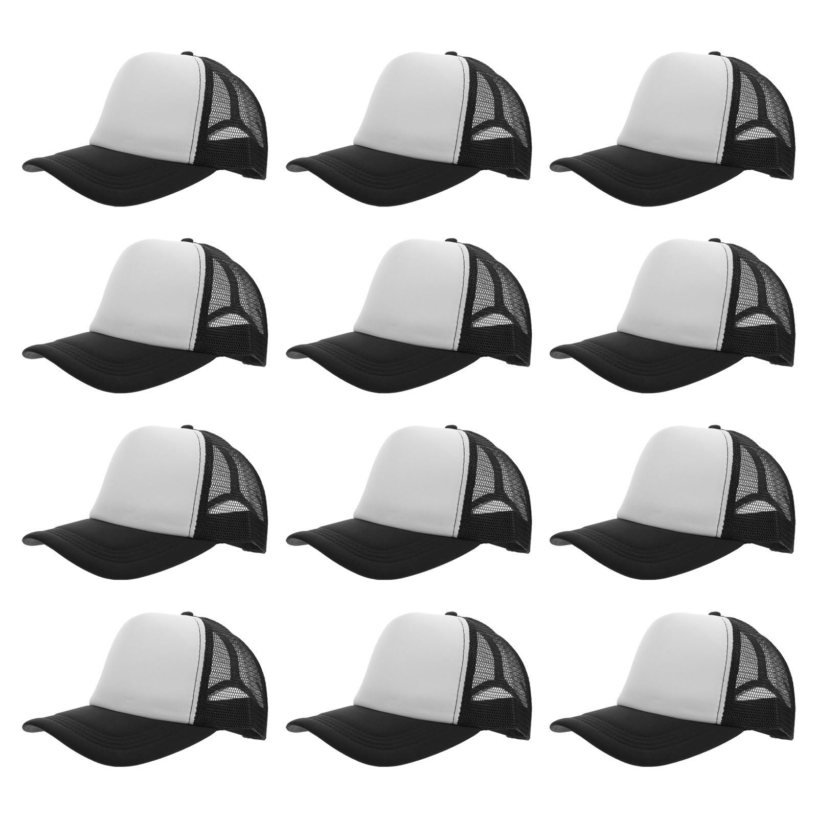 Alasum 12 Pezzi Cappello da Baseball Casual Unisex in Poliestere Spugna PVC Corona Piatta Traspirante e Rete Posteriore, per Uso Quotidiano e Promozioni Aziendali